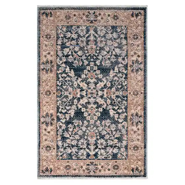 Terra by Obeetee Heirloom Antique Floral Navy Rug - Oxford Blue - 2' x 2'11" | Bed Bath & Beyond