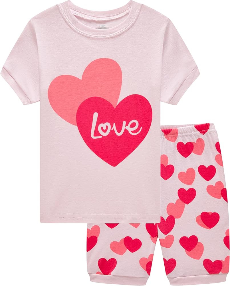 Akyzic Little Girls Summer Pajamas Kids 100% Cotton 2 Piece Pjs Toddler Girls Short Sleeve Sleepw... | Amazon (US)