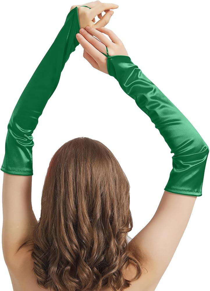 Fingerless Long Gloves Costume for Women Long Satin Gloves Fingerless Elbow Length Opera Hallowee... | Amazon (US)