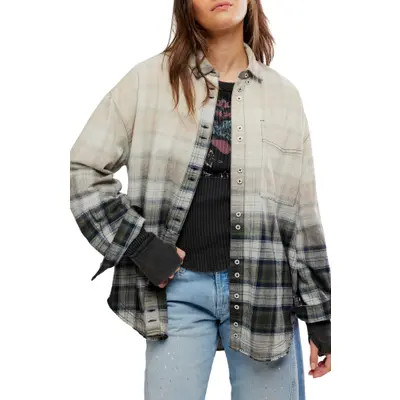 Free People Lexi Plaid Shirt in Forest Green Combo at Nordstrom, Size X-Large | Nordstrom