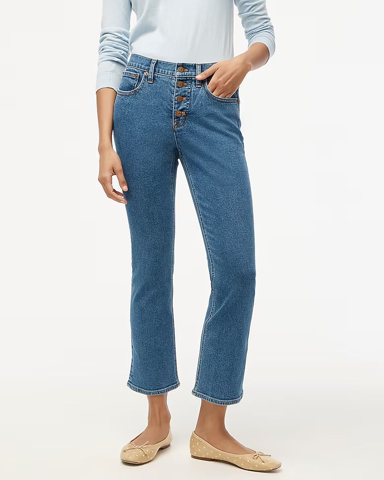 Petite mid-rise flare crop jean in all-day stretch | J.Crew Factory