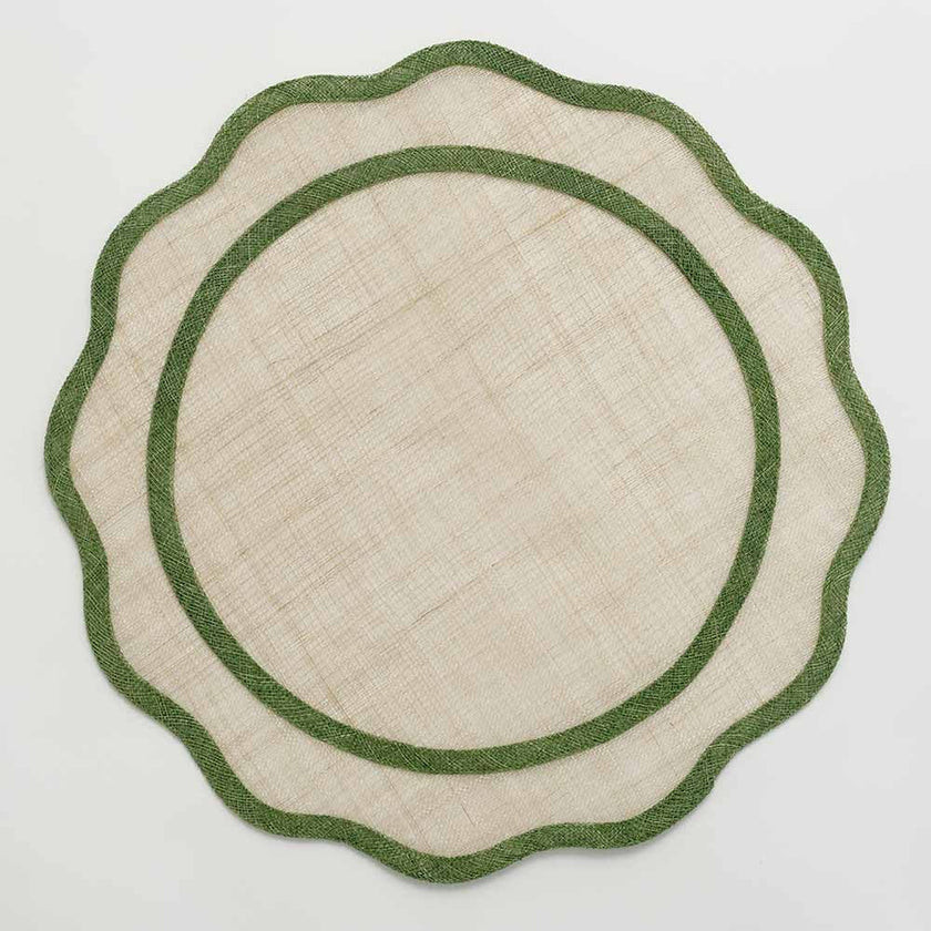 Green Scalloped Rice Paper Placemat Set of 4 | Fête
