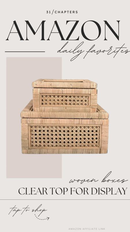 Woven rattan wood display boxes, stackable boxes, glass top display boxes, home decor accessoriess

#LTKfindsunder100 #LTKhome #LTKstyletip