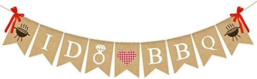 Rainlemon I DO BBQ Banner Burlap Wedding Shower Bridal Shower Engagement Party Decoration Supply | Amazon (US)
