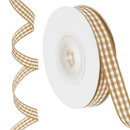 Uxcell 10 Yards x 0.4" Plaid Ribbon Brown and White Gingham Ribbon Gift Wrapping Ribbon for Christmas | Walmart (US)