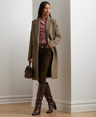 Women's Double-Breasted Houndstooth Coat | Macy's Canada