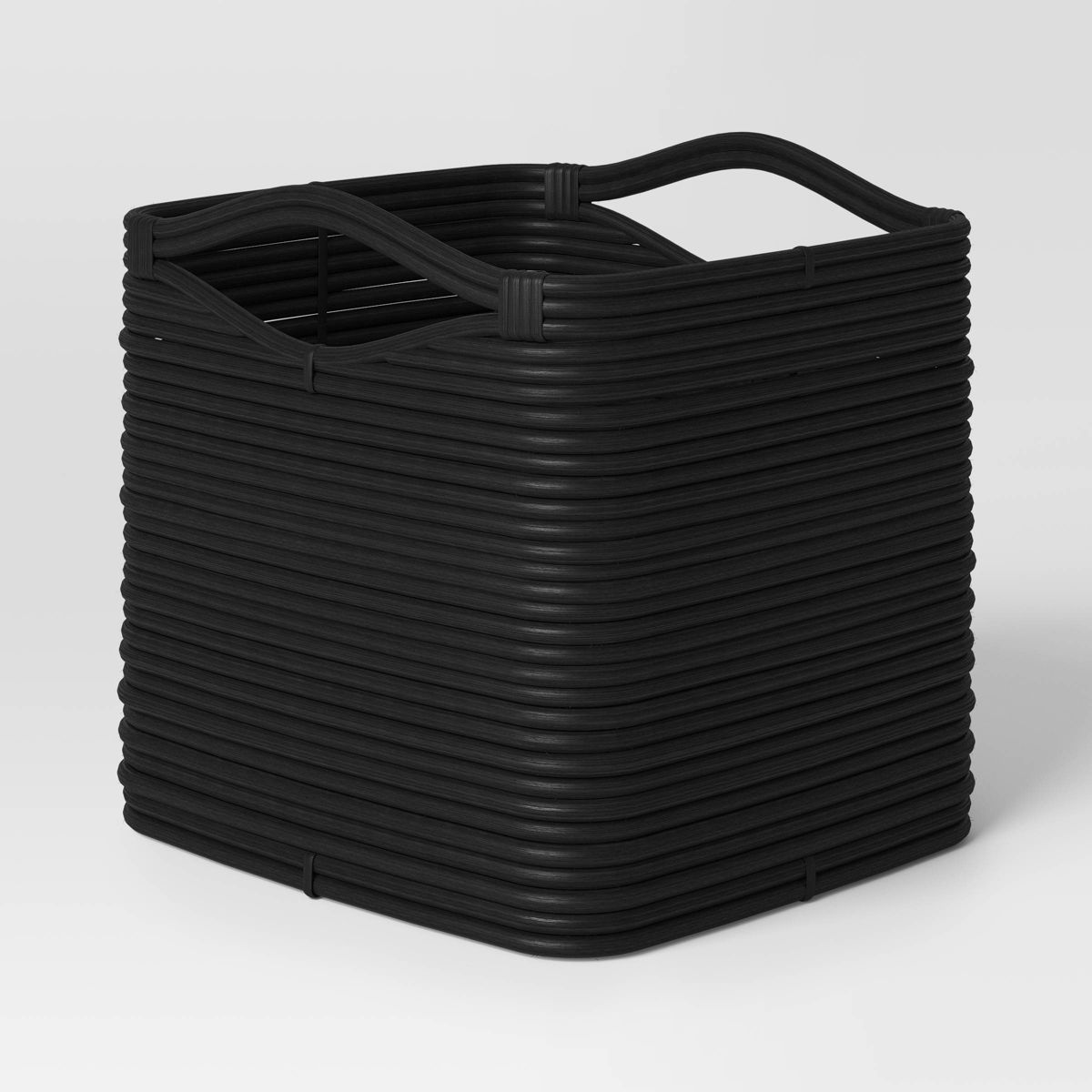 Rattan Cube Curve Handle Decorative Basket Black - Threshold™ | Target