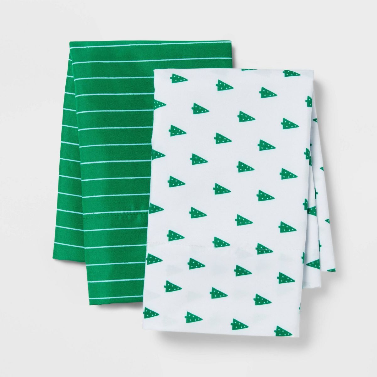 2pk Standard Holiday Pillowcase Set Trees and Stripes - Wondershop™ | Target