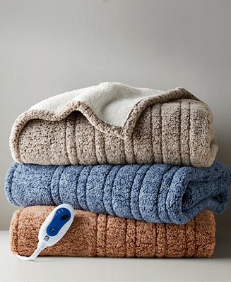 Marbled Sherpa Heated Throw, 50" x 60" | Macy's