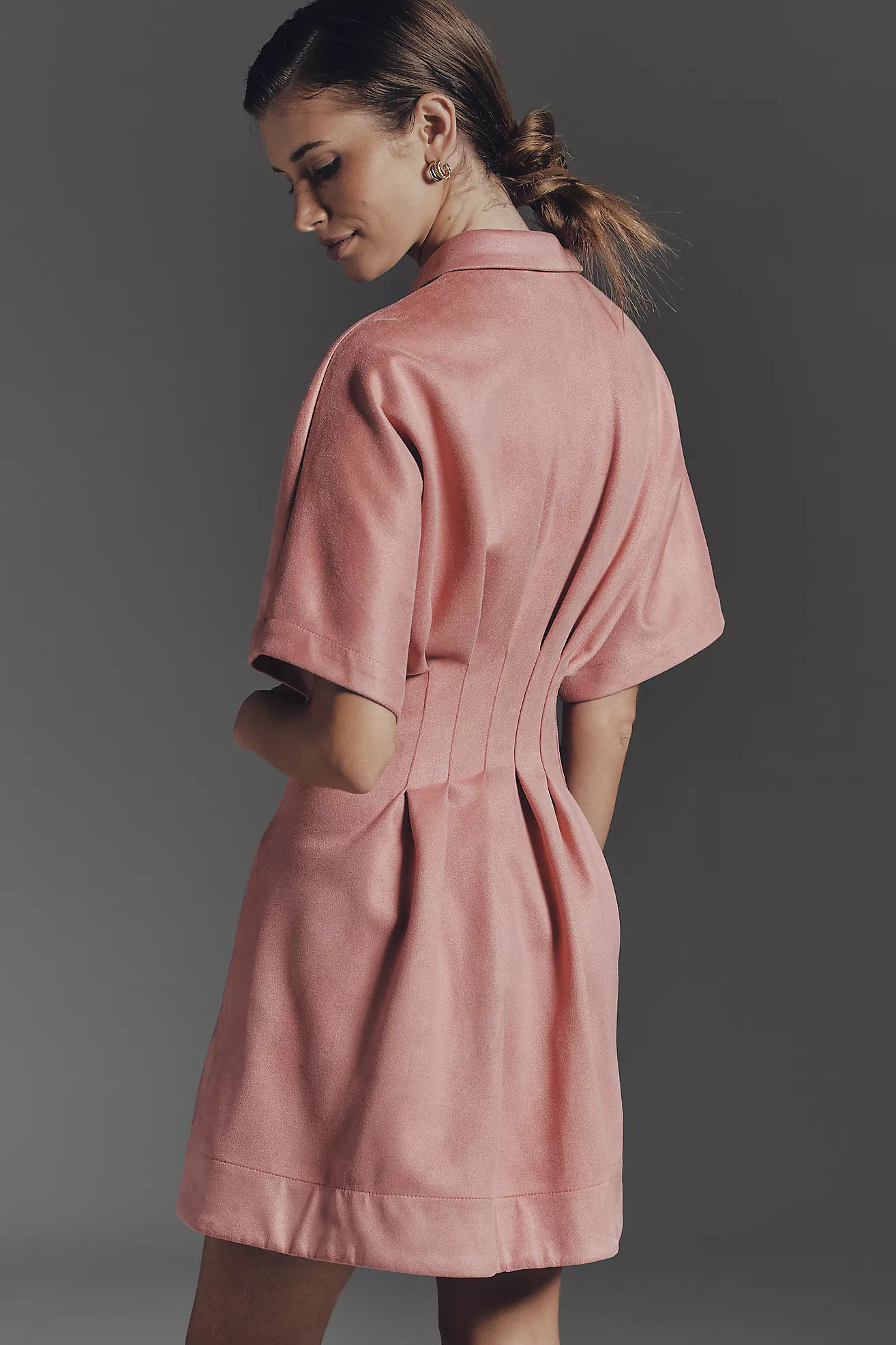 The Tobie Faux-Suede Mini Shirt Dress by Exquise | Anthropologie (US)