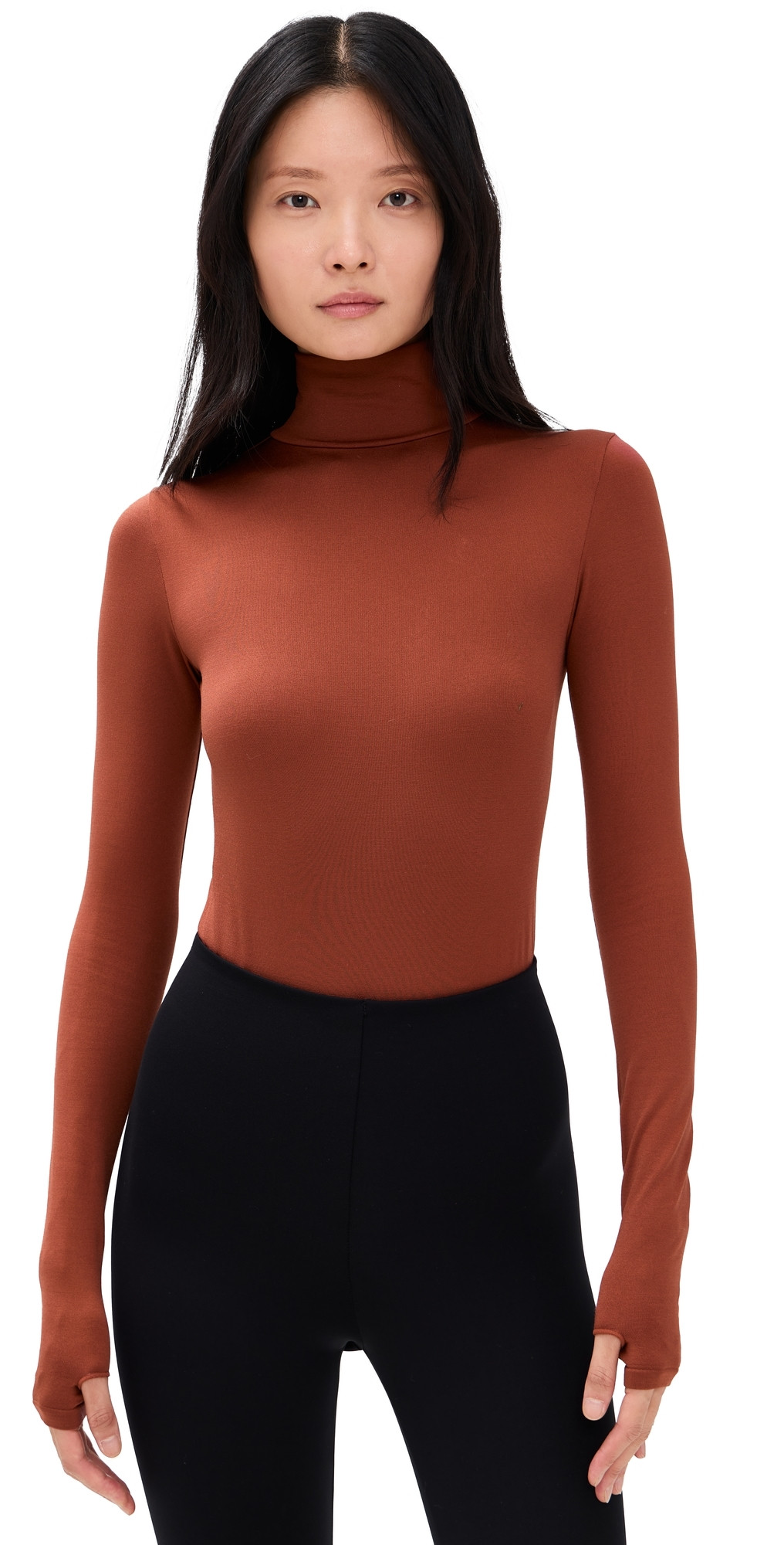 Commando Prima Ballet Turtleneck Thong Bodysuit with Thumbholes Brick One Size | Shopbop