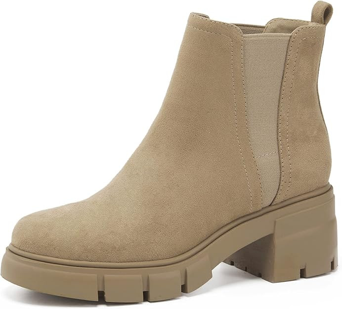 REDTOP Women's Chelsea Boots Elastic Chunky Block Heel Platform Lug Sole Ankle Booties | Amazon (US)