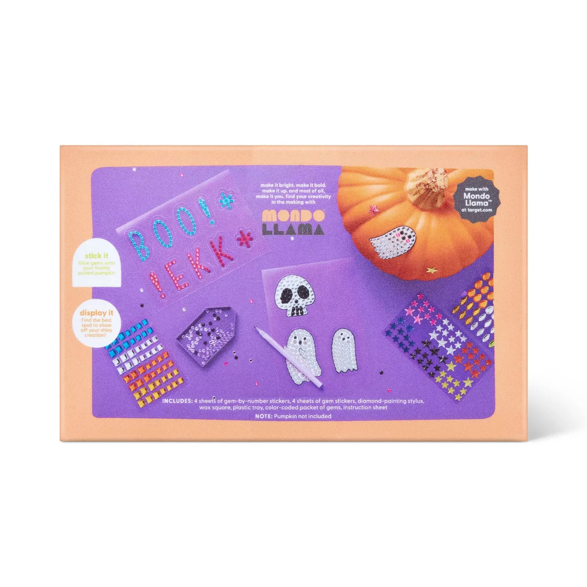 Halloween Craft Gem Art Pumpkin Decorating Kit - Mondo Llama™ | Target