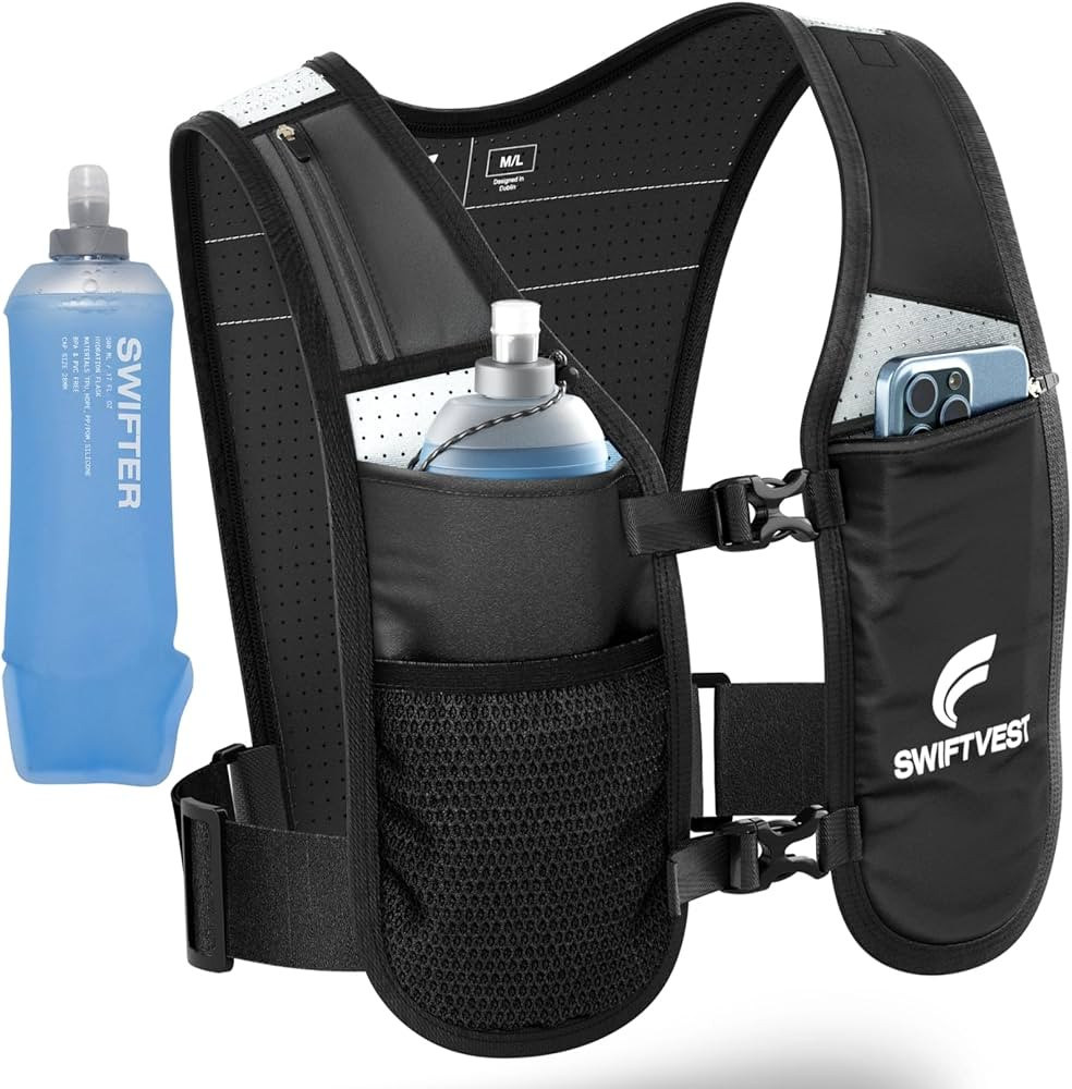 Running Phone Holder Vest with 500ml/17oz Water Bottle | Reflective Hydration Vest | Adjustable |... | Amazon (US)