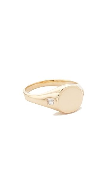 14k Diamond Baguette Signet Ring | Shopbop