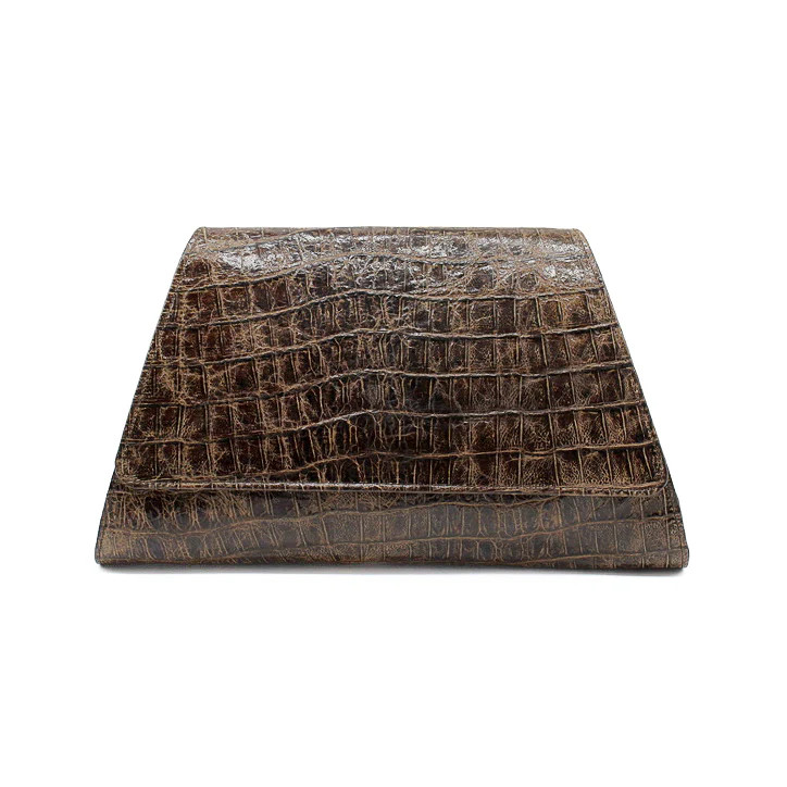 Naomi Oversized Clutch - Chocolate Croc-Emobssed Elegant Leather Handbag | Streets Ahead | Streets Ahead Inc
