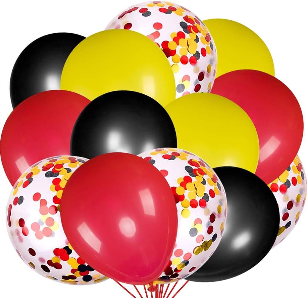JOYYPOP Black Red Yellow Latex Balloons with Confetti Balloons for Baby Shower Mouse Brithday Par... | Amazon (US)
