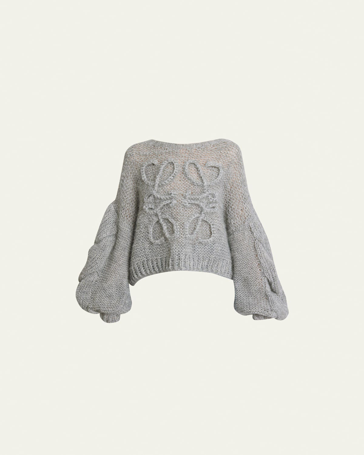 Anagram Cable-Knit Sleeve Sweater | Bergdorf Goodman