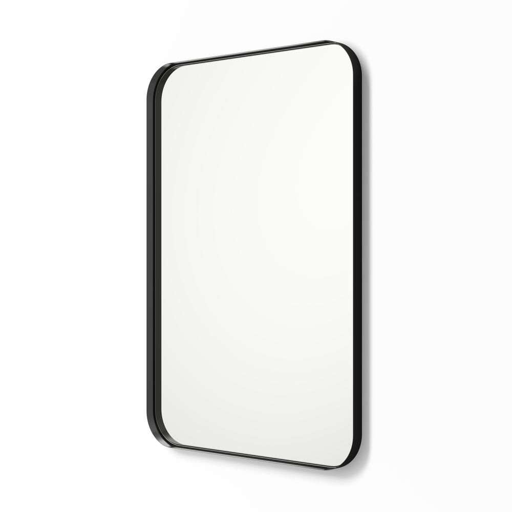 better bevel 30 in. x 40 in. Metal Framed Rounded Rectangle Bathroom Vanity Mirror in Black-20018... | The Home Depot