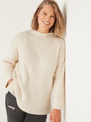 Mock-Neck Rib-Knit Tunic Sweater for Women | Old Navy (CA)