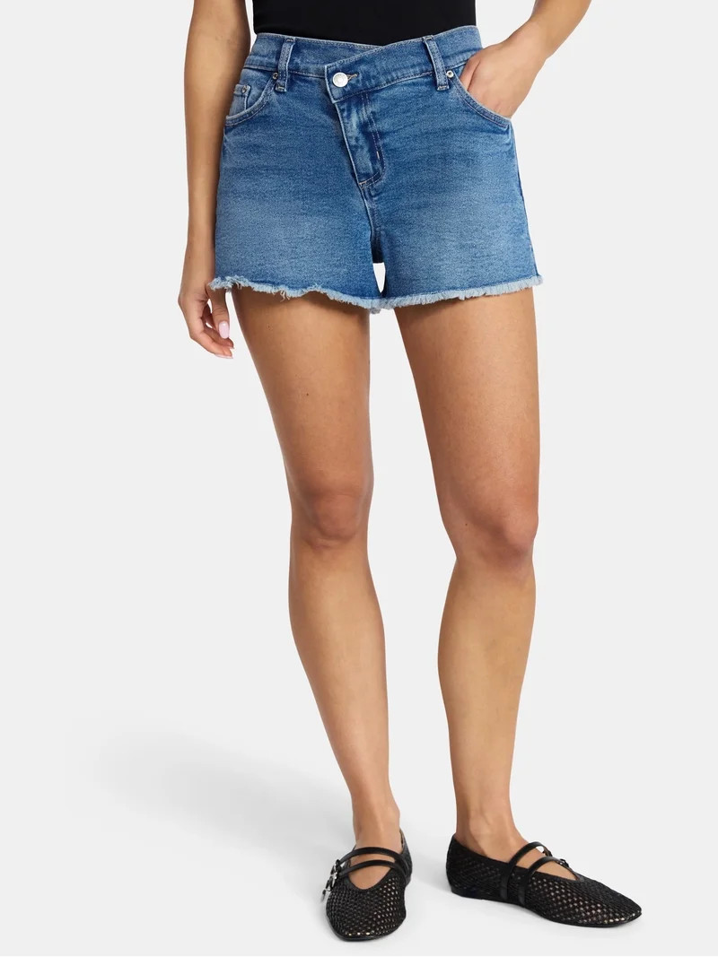Madden NYC Women's X Waist Denim Shorts, Sizes XXS-XXL | Walmart (US)