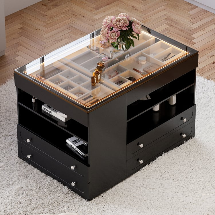 47"W Dresser Walk in Closet Island  with Jewelry Storage LED Light | Homary | Homary