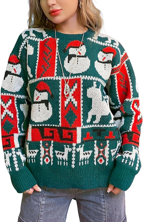 Ugly Christmas Sweater Soft Lightweight Warm Pullover Holiday Chunky Christmas Sweaters Tops Vint... | Amazon (US)