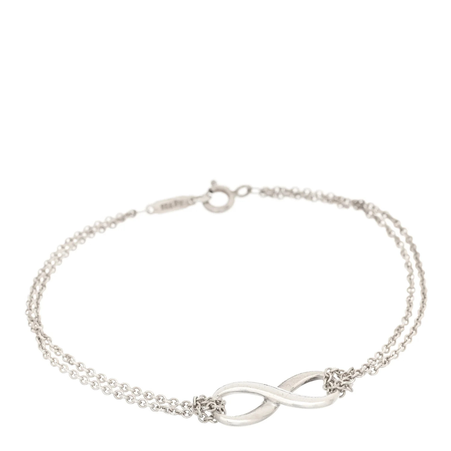 TIFFANY Sterling Silver Infinity Double Chain Bracelet | FASHIONPHILE (US)