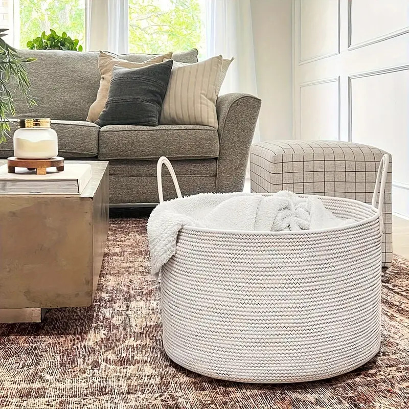 Large Woven Basket Blanket Basket For Living Room Toy - Temu | Temu Affiliate Program