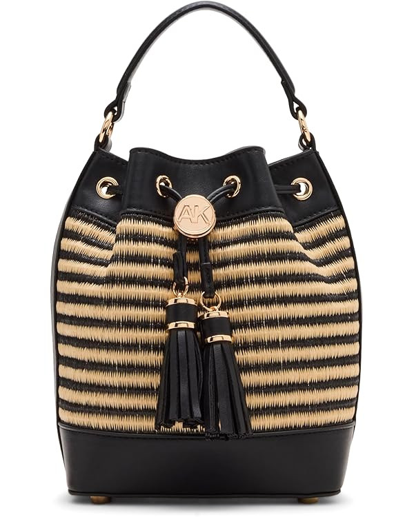 Anne Klein Womens Small bucket with convertible strap, Natural-Black Stripe/Black | Amazon (US)