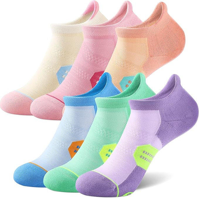 CS CELERSPORT 6 Pack Women's Ankle Running Socks Cushioned Low Cut Tab Athletic Socks | Amazon (US)
