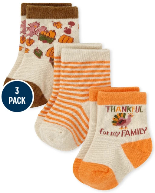 Unisex Baby Harvest Midi Socks 3-Pack | The Children's Place  - MULTI CLR | The Children's Place