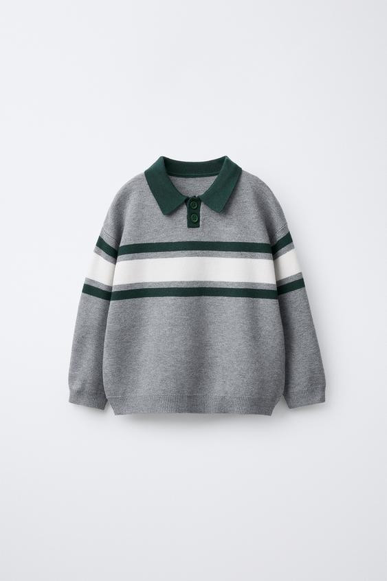 STRIPED KNIT POLO SHIRT | Zara US