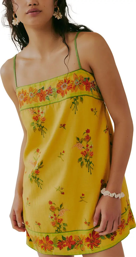 Bali Embroidery Border Floral Minidress | Nordstrom