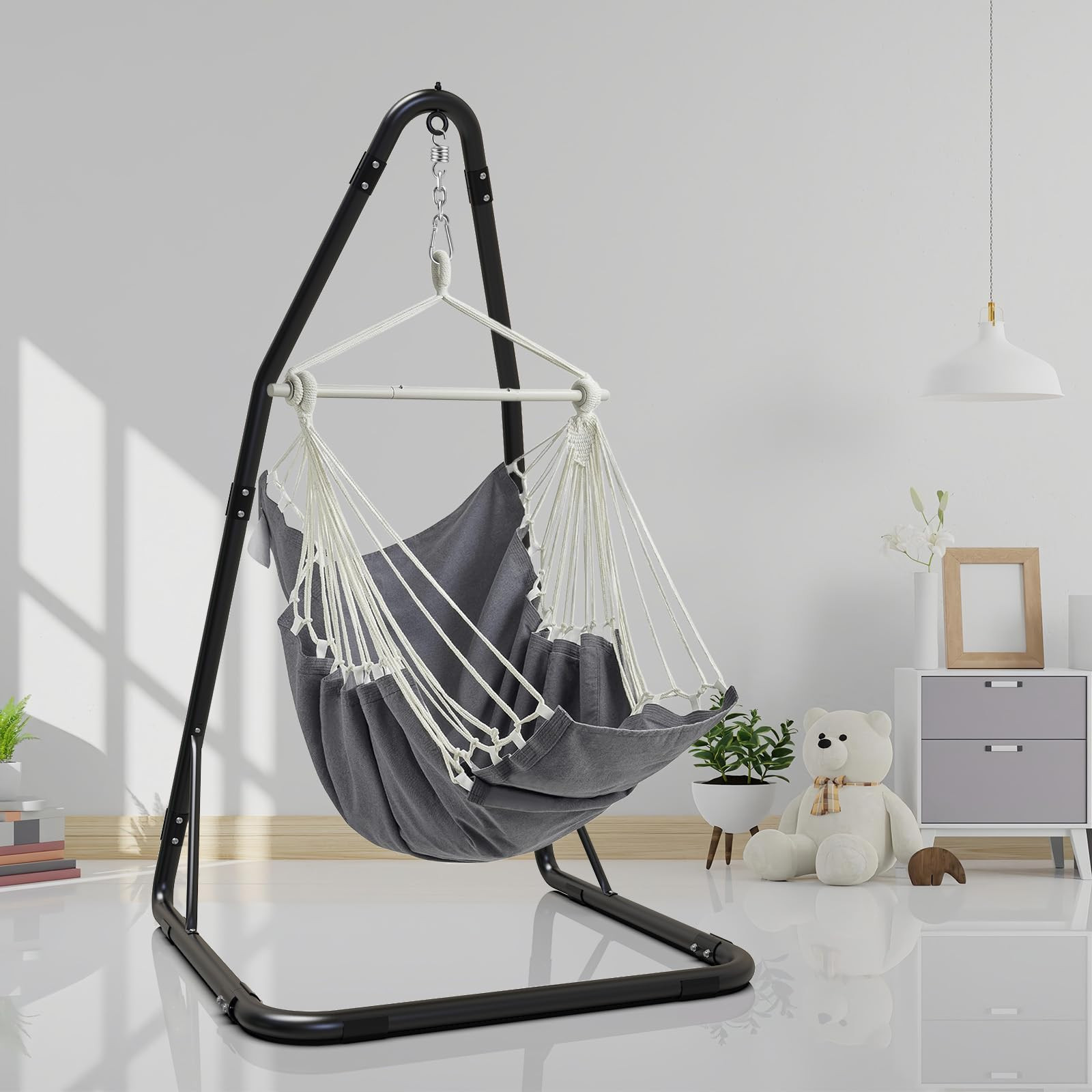 C Hammock Chair Stand, Heavy Duty Hanging Chair Stand Only, Solid Steel Structure Swing Stand wit... | Amazon (US)