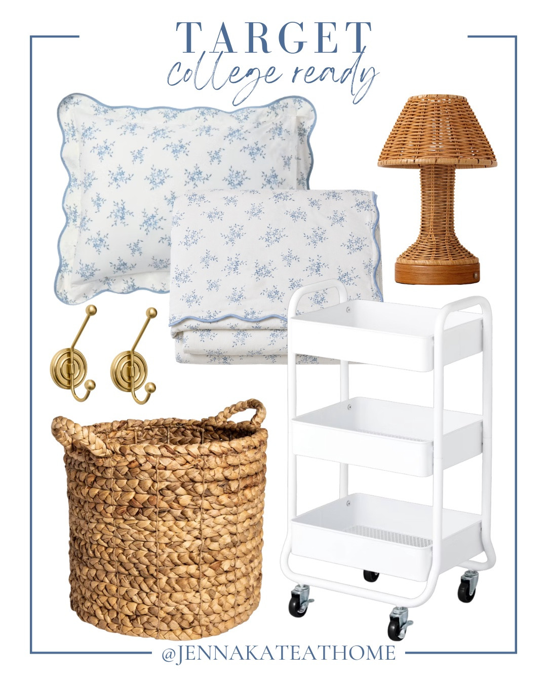 Dorm room essentials include table lamp, bedding, gold hooks, storage basket, and utility cart.

Home decor, dorm room must haves, girl dorm room

#LTKSaleAlert #LTKHome #LTKSeasonal