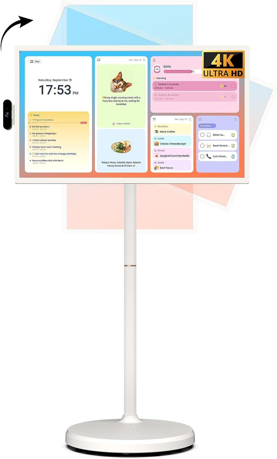 ApoloSign 32 Inch 4K UHD Smart Portable TV on Wheels, Android 16 EDLA Certified, 256GB Storage, Built-in 15000mAh Battery, Voice Remote, Touch Screen TV with Rolling Stand for Home, Office - Gen2 | Amazon (US)