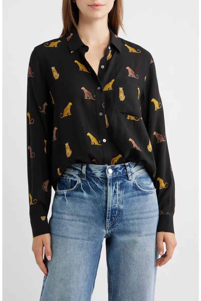 Josephine Wild Cats Print Button-Up Shirt (Women) | Nordstrom | Nordstrom
