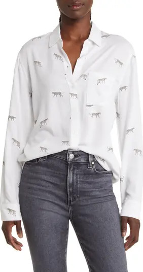 Rocsi Wild Cat Print Button-Up Blouse | Nordstrom