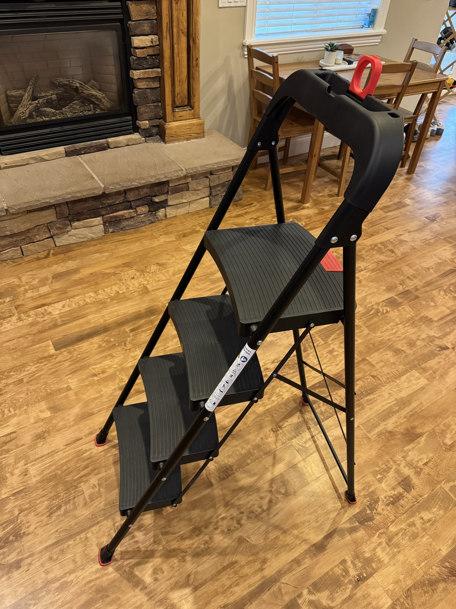 TOOLF 4 Step Ladder, Heavy Duty Step Stool with Tool Tray and Anti-Slip Wide Pedal, Portable Steel Folding Ladder for Home, Kitchen, 800 Lbs Capacity for Home & Industry, Black. Black Friday + Cyber Monday + Christmas shopping woke up unhinged 🎄⚡