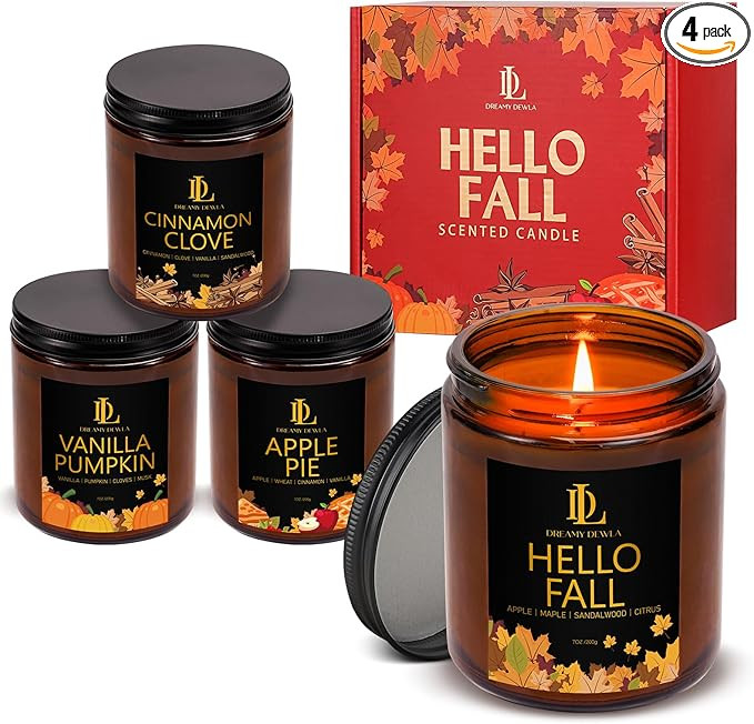 Fall Candle Set, Fall Candles for Home Scented, 4 Pack Soy Candles for Autumn, Aromatherapy Candl... | Amazon (US)
