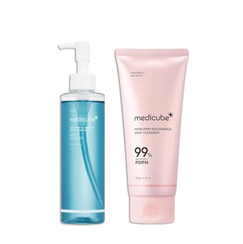 medicube Double Cleansing Glow Duo: Zero Pore Blackhead Cleansing Oil and PDRN Marshmallow Whip Cleanser | Amazon (US)