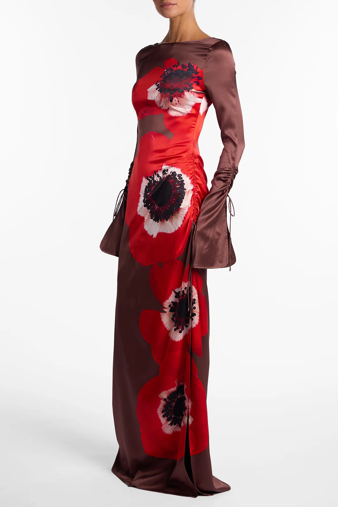 Silk Floral Gown (Brown/Red) | SAME