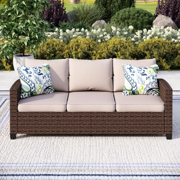 Argyri Stylish Wicker Outdoor Patio Sofa & All-Weather Rattan | Wayfair North America