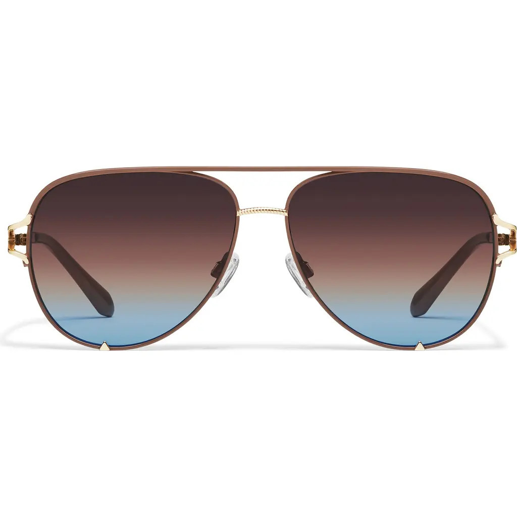 QUAY High Key Twist 60mm Gradient Aviator Sunglasses in Doe/Brown Blue at Nordstrom | Nordstrom
