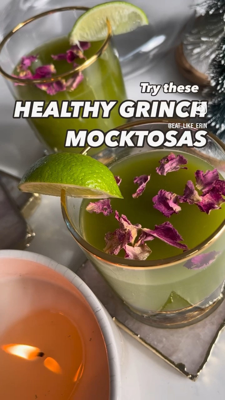 Feel your best on Christmas morning by balancing that sugary breakfast with some greens 💚

Head over to the grocery store, buy some fresh pressed green juice.

Grab your favorite cocktail glasses, bonus points for the Christmas tree glassware. Mine is an old Anthropologie gold flecked whiskey glass set. Get out your fancy quartz coasters, *also gilded*.

Pour in this super simple 3 ingredient mocktail.

Fill 1/4 of the glass with ginger beer.
Fill the rest of the glass with you @gardenofflavor juice.
Squeeze a little fresh lime juice on top.
Garnish with lime wedges and dried rose petals.

All your champagne drinking family will be jealous 😉

#LTKhome #LTKGiftGuide
