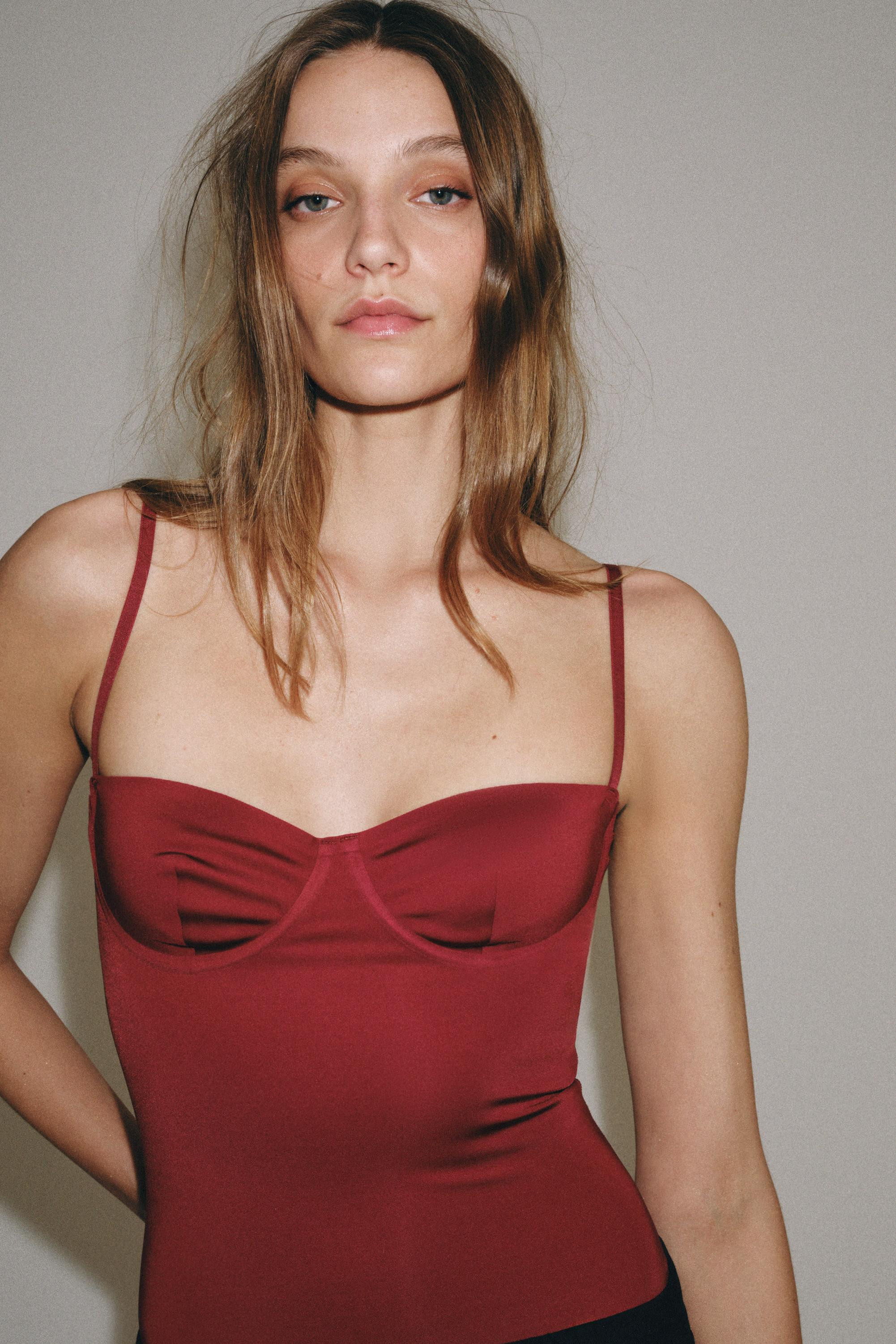 Model height: 179 cmBodysuit crafted from polyamide yarn. Featuring a sweetheart neckline, thin a... | Zara AU