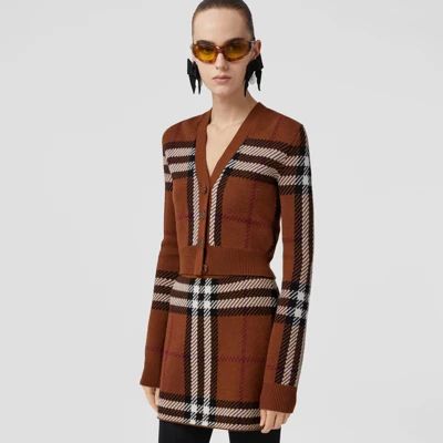 Check Wool Jacquard Cropped Cardigan | Burberry (US)