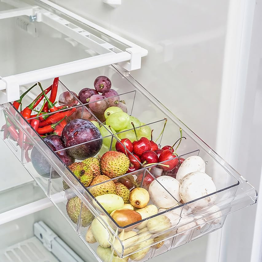 YekouMax Fridge Drawer Organizer, Refrigerator Organizer Bins, Pull Out with Handle, Fridge Shelf Ho | Amazon (US)