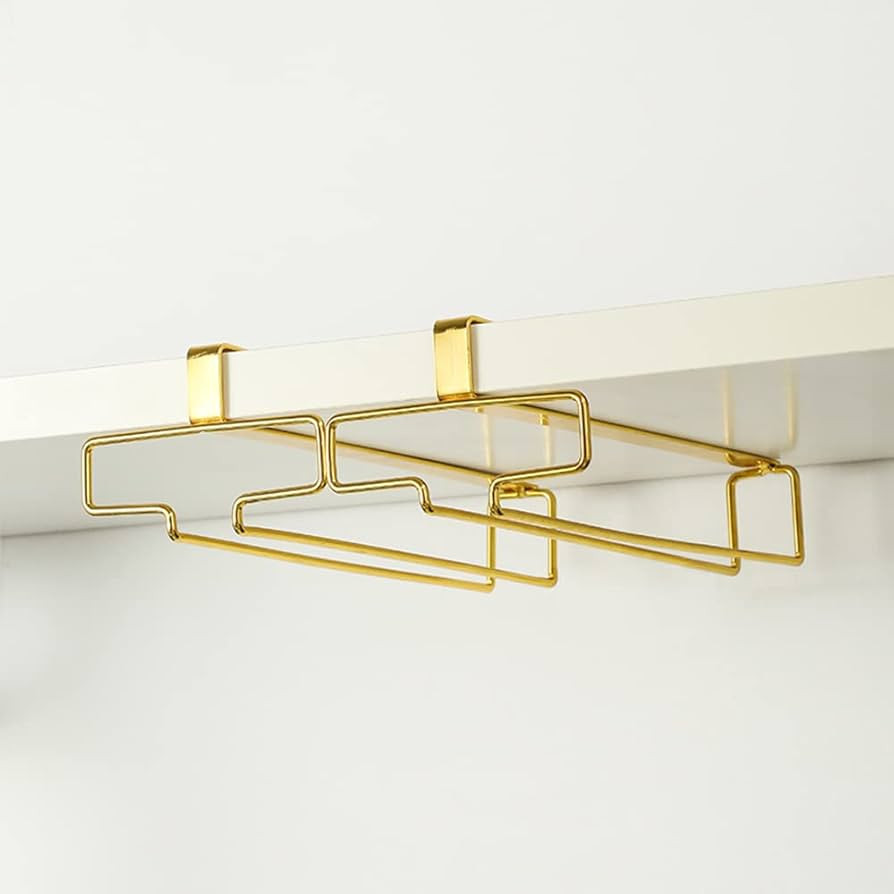 LINFIDITE Gold Under Cabinet Wine Glass Holder, 2 Pack, Space Saving, Easy Installation, Anti-Ski... | Amazon (US)